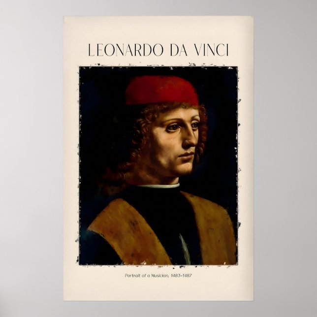 Leonardo da Vinci konsttryck - Porträtt av en Poster (Framsidan)