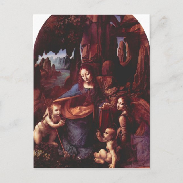Leonardo da Vinci - Madonna i sten-grottan Vykort (Framsida)