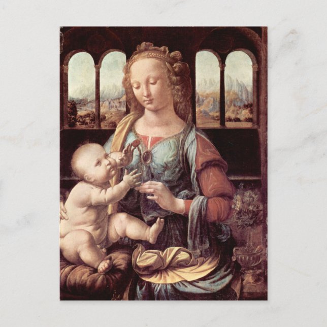 Leonardo da Vinci - Madonna med nejlikan Vykort (Framsida)