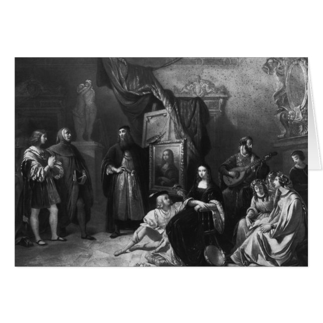 Leonardo da Vinci målar Gioconda Hälsningskort (Framsidan Horizontal)