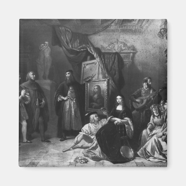 Leonardo da Vinci målar Gioconda Magnet (Framsidan)