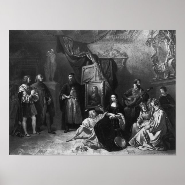 Leonardo da Vinci målar Gioconda Poster (Framsidan)