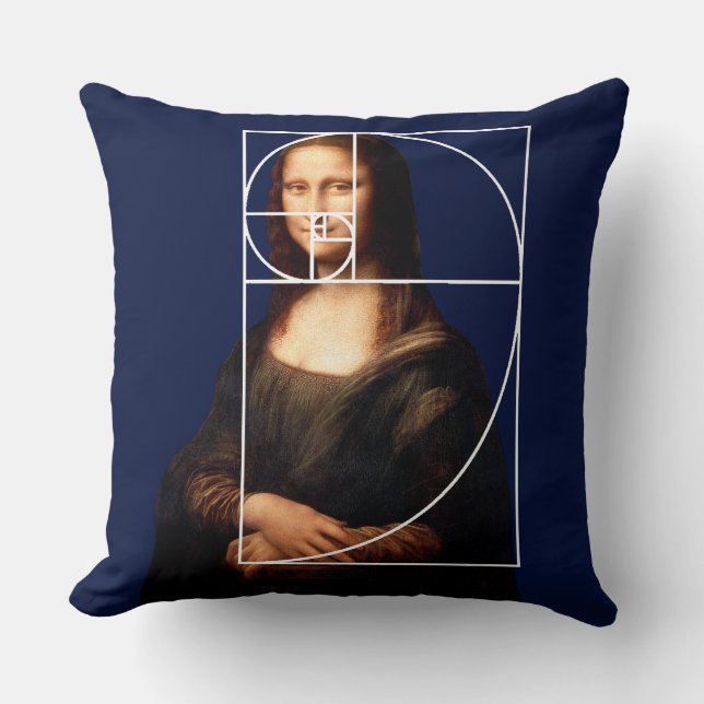 Leonardo da Vinci Mona Lisa Fibonacci-sekvensen Kudde (Framsida)