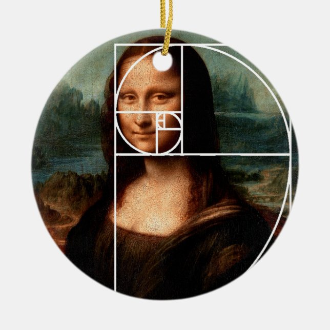 Leonardo da Vinci Mona Lisa Fibonacci Sequence Julgransprydnad Keramik (Framsidan)