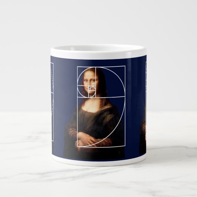 Leonardo da Vinci Mona Lisa Fibonacci Sequence Jumbo Mugg (Framsidan)