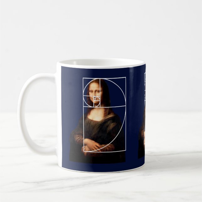 Leonardo da Vinci Mona Lisa Fibonacci Sequence Kaffemugg (Vänster)