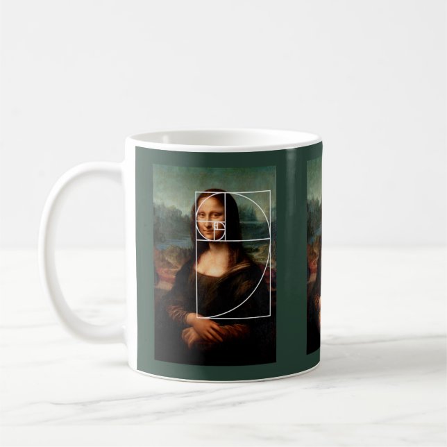 Leonardo da Vinci Mona Lisa Fibonacci Sequence Kaffemugg (Vänster)