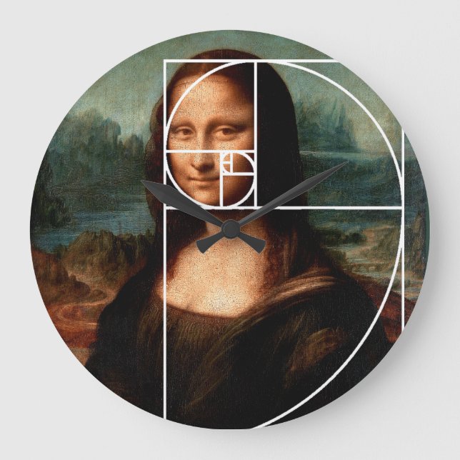 Leonardo da Vinci Mona Lisa Fibonacci Sequence Stor Klocka (Framsida)