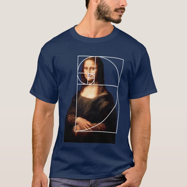 Leonardo da Vinci Mona Lisa Fibonacci Sequence T Shirt (Framsida)