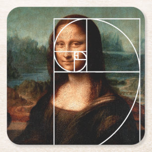 Leonardo da Vinci Mona Lisa Fibonacci Sequence Underlägg Papper Kvadrat