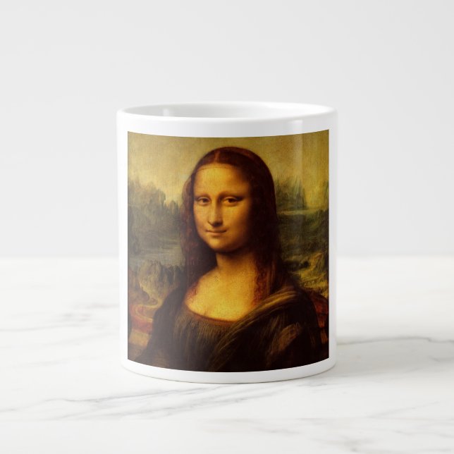 Leonardo Da Vinci Mona Lisa Fine Art Painting Jumbo Mugg (Framsidan)