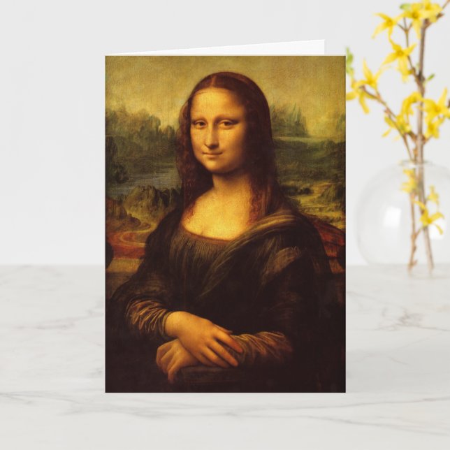 Leonardo Da Vinci Mona Lisa Fine Art Painting Kort (Gul blomma)