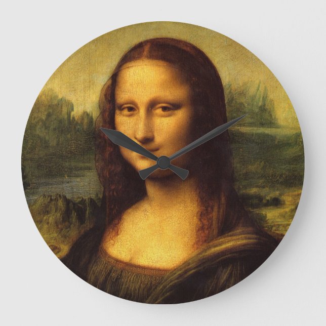Leonardo Da Vinci Mona Lisa Fine Art Painting Stor Klocka (Framsida)