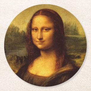 Leonardo Da Vinci Mona Lisa Fine Art Painting Underlägg Papper Rund