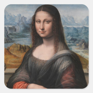 Leonardo Da Vinci Mona Lisa Fyrkantigt Klistermärke