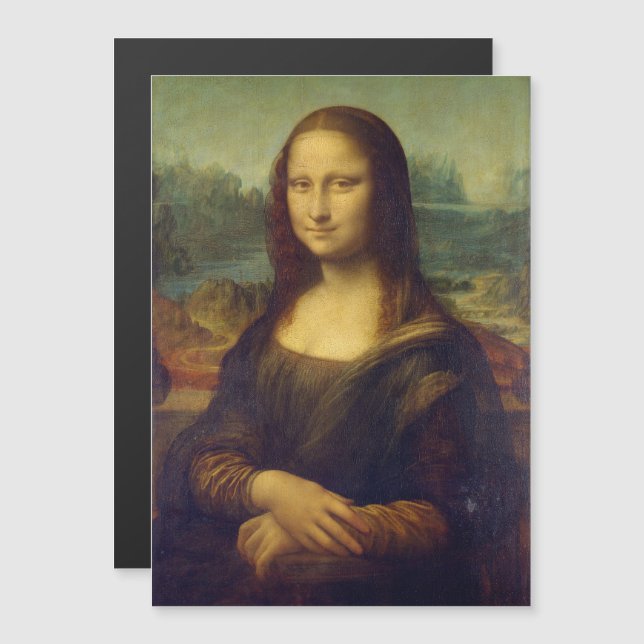 Leonardo Da Vinci, Mona Lisa, La Gioconda Magnetisk Inbjudningskort (Fram/baksida)
