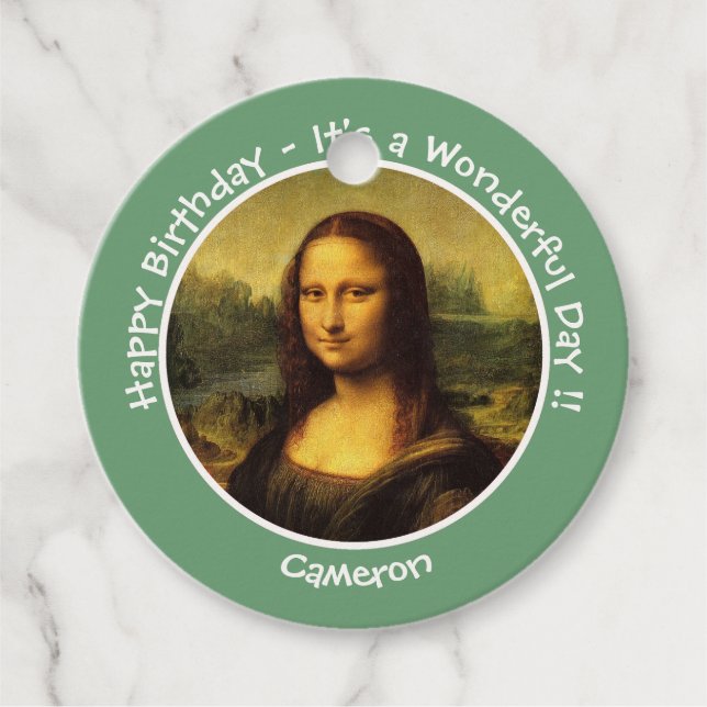 Leonardo da Vinci Mona Lisa Party Collection Gåvor Etiketter (Framsida)