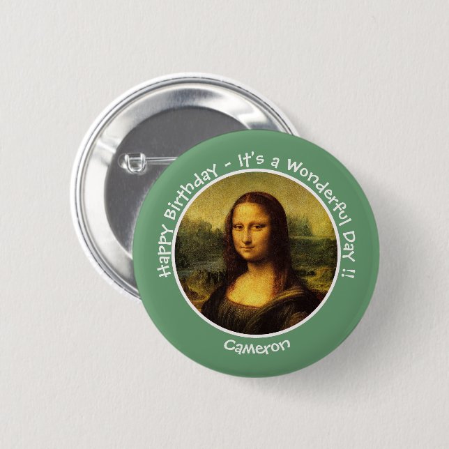 Leonardo da Vinci Mona Lisa Party Collection Knapp (Framsida & baksida)