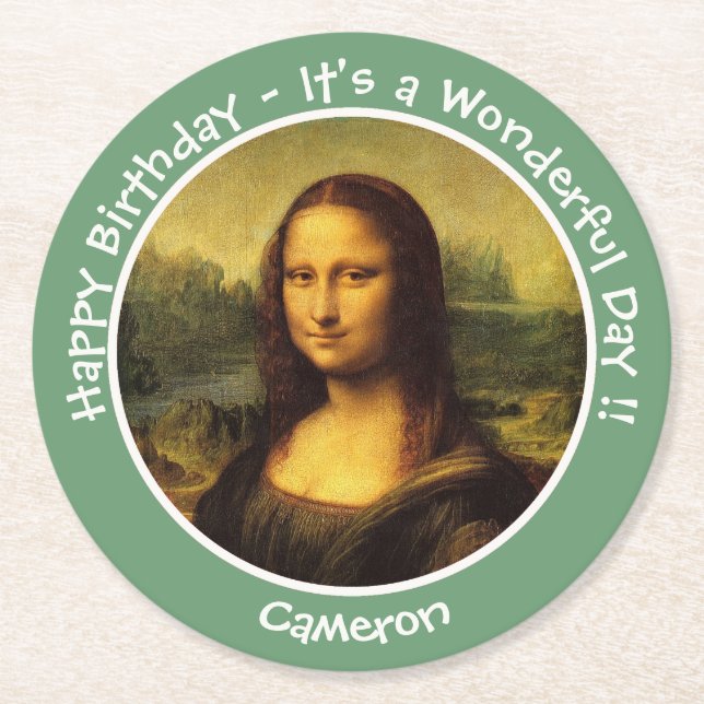 Leonardo da Vinci Mona Lisa Party Collection Underlägg Papper Rund (Framsidan)