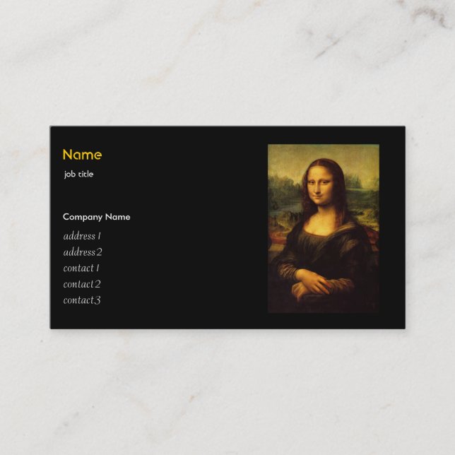 Leonardo Da Vinci, Mona Lisa Visitkort (Framsida)