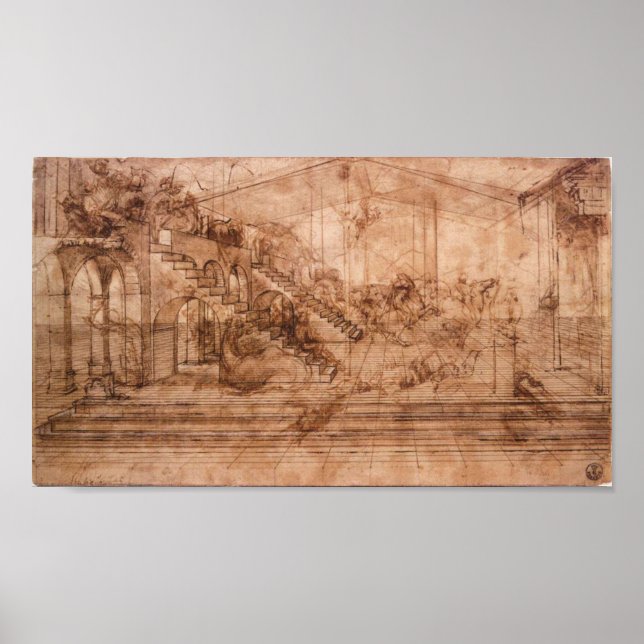 Leonardo da Vinci - Perspectival-studie Poster (Framsidan)