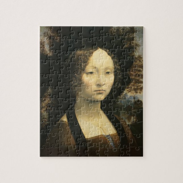 Leonardo da Vinci-Porträtt i Ginevra Benci Pussel (Vertikal)
