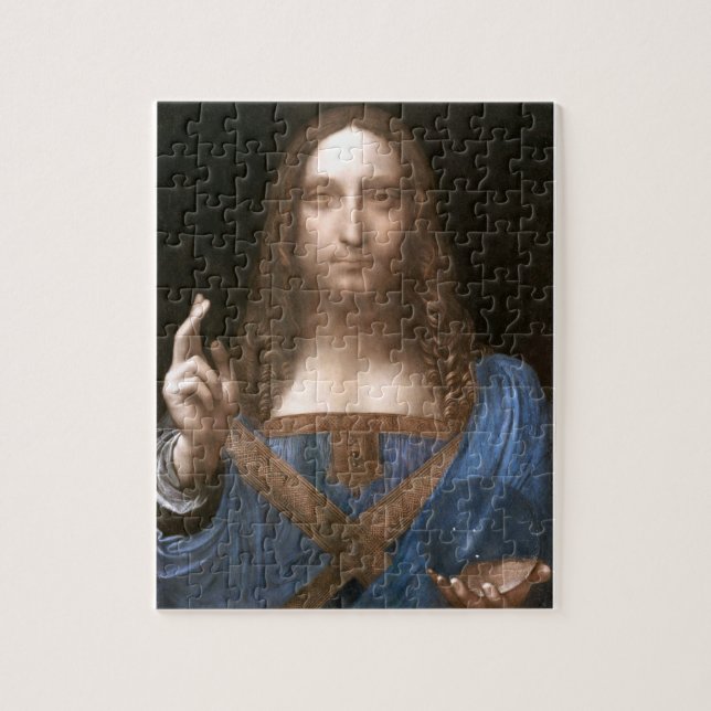 Leonardo da Vinci-Porträtt i Salvator Mundi Pussel (Vertikal)