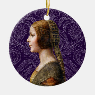 Leonardo da Vinci Porträtt La Bella Principessa Julgransprydnad Keramik