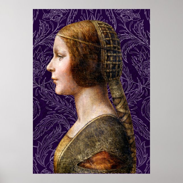 Leonardo da Vinci Porträtt La Bella Principessa Poster (Framsidan)