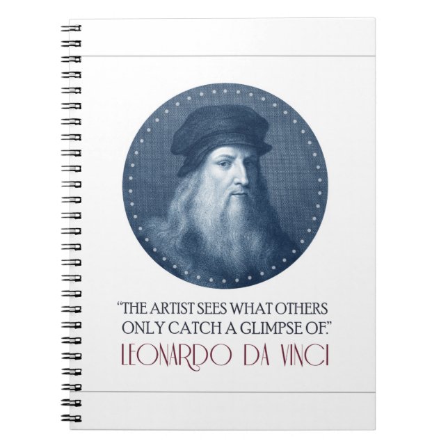 Leonardo da Vinci Porträtt med citat Anteckningsbok (Framsidan)