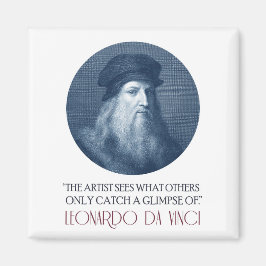 Leonardo da Vinci Porträtt med citat Magnet