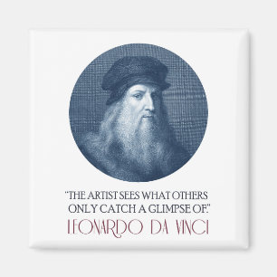 Leonardo da Vinci Porträtt med citat Magnet