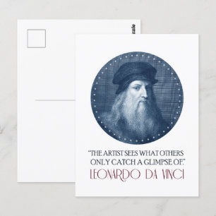 Leonardo da Vinci Porträtt med Citat Vykort