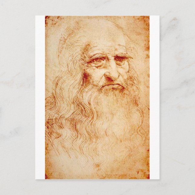 Leonardo Da Vinci purported själv-stående Vykort (Framsida)