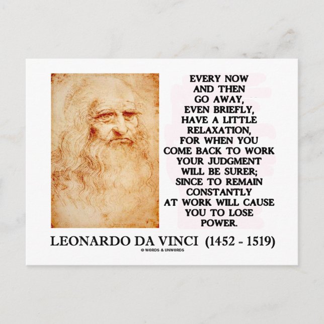 Leonardo da Vinci Relaxation Work Assessment Power Vykort (Framsida)