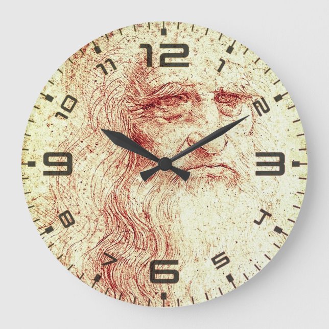 Leonardo da Vinci Renaissance Art Wall Clock Stor Klocka (Framsida)