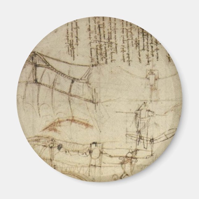Leonardo Da Vinci:s plan för Maskin under flygning Magnet (Framsidan)