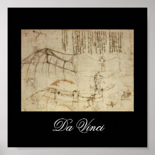 Leonardo Da Vinci:s plan för Maskin under flygning Poster