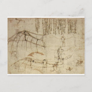 Leonardo Da Vinci:s plan för Maskin under flygning Vykort