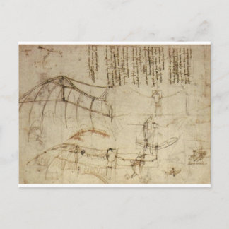 Leonardo Da Vinci:s plan för Maskin under flygning Vykort
