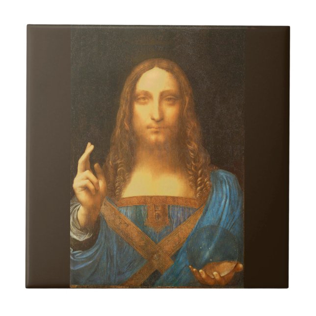 Leonardo da Vinci Salvator Mundi Ceramic Tile Kakelplatta (Framsidan)