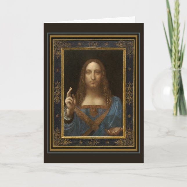Leonardo da Vinci Salvator Mundi Julkort Kort (Framsida)
