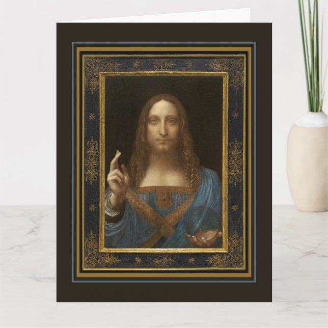 Leonardo da Vinci Salvator Mundi Vykort (Framsida)