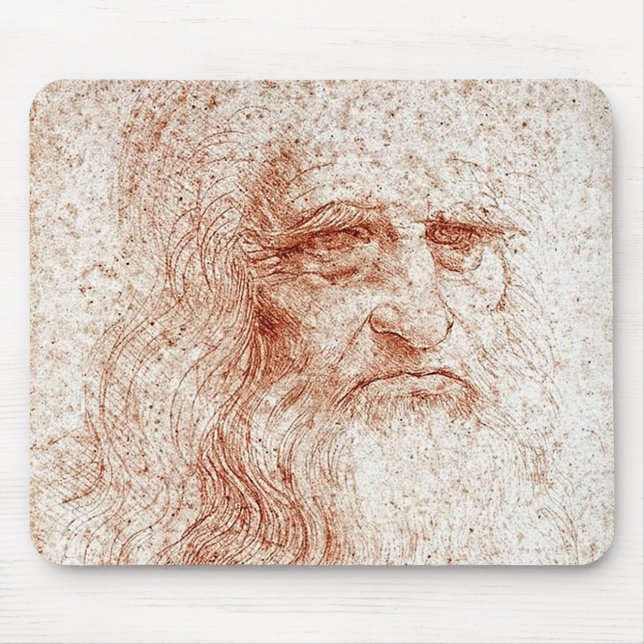 Leonardo da Vinci Self Portrait Art Mouse Pad Musmatta (Framsidan)