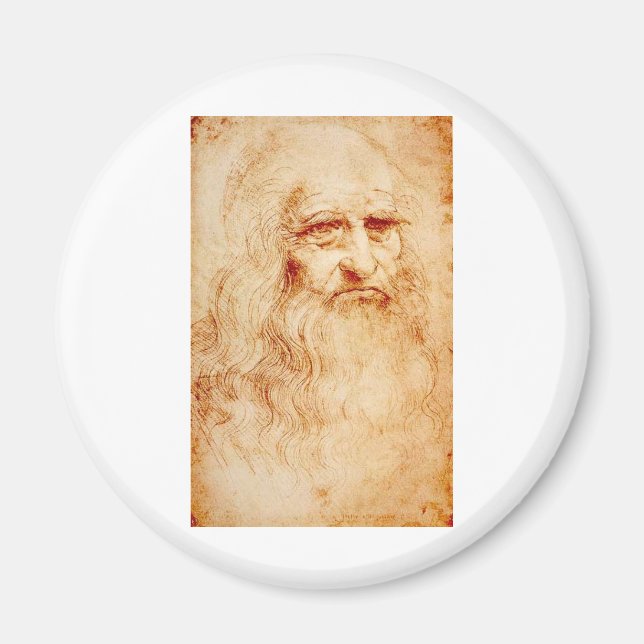 Leonardo Da Vinci Self-Porträtt circa 1510-1515 Magnet (Framsidan)