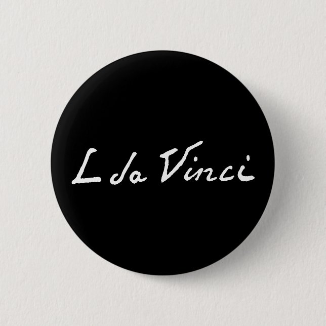 Leonardo da Vinci signatur autograf berömd målare Knapp (Framsida)