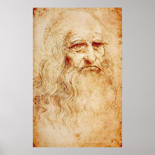 Leonardo Da Vinci - självporträtt Poster (Framsidan)