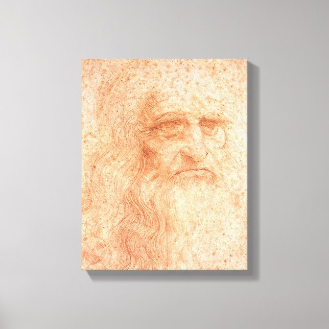 Leonardo da Vinci Självporträtt Red Chalk Canvastryck (Framsida)