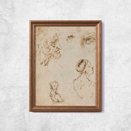 Leonardo Da Vinci Sketches Berömd Art Poster