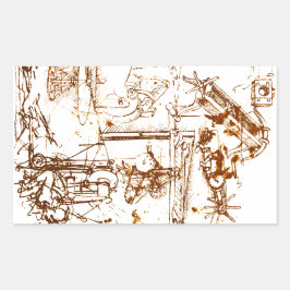 Leonardo Da Vinci sketsade sickers Rektangulärt Klistermärke